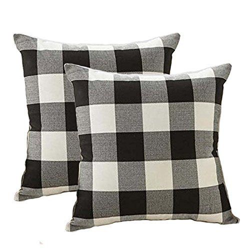 Black and White Buffalo Check Plaids Throw Pillow Case Cushion Cover for Sofa 18 x 18 Inch, Pack of  | Amazon (US)
