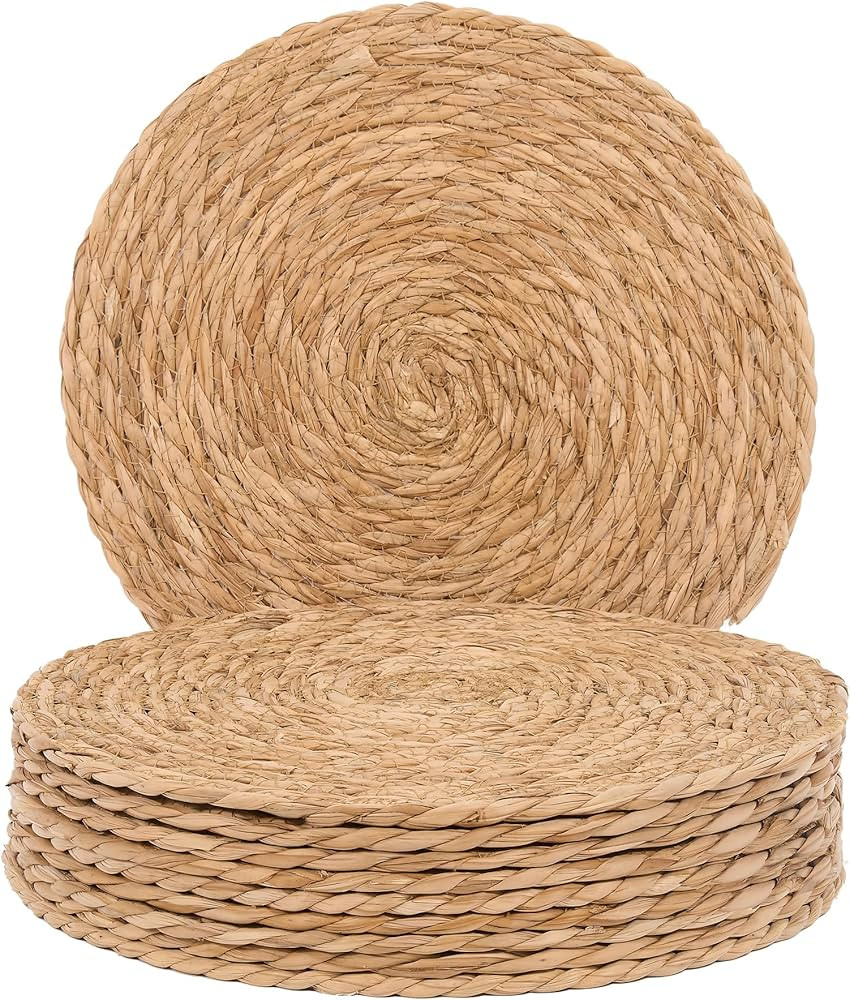GENMOUS Woven Placemats Set of 10, 12" Round Placemats Natural Water Hyacinth Boho Placemats,Farm... | Amazon (US)