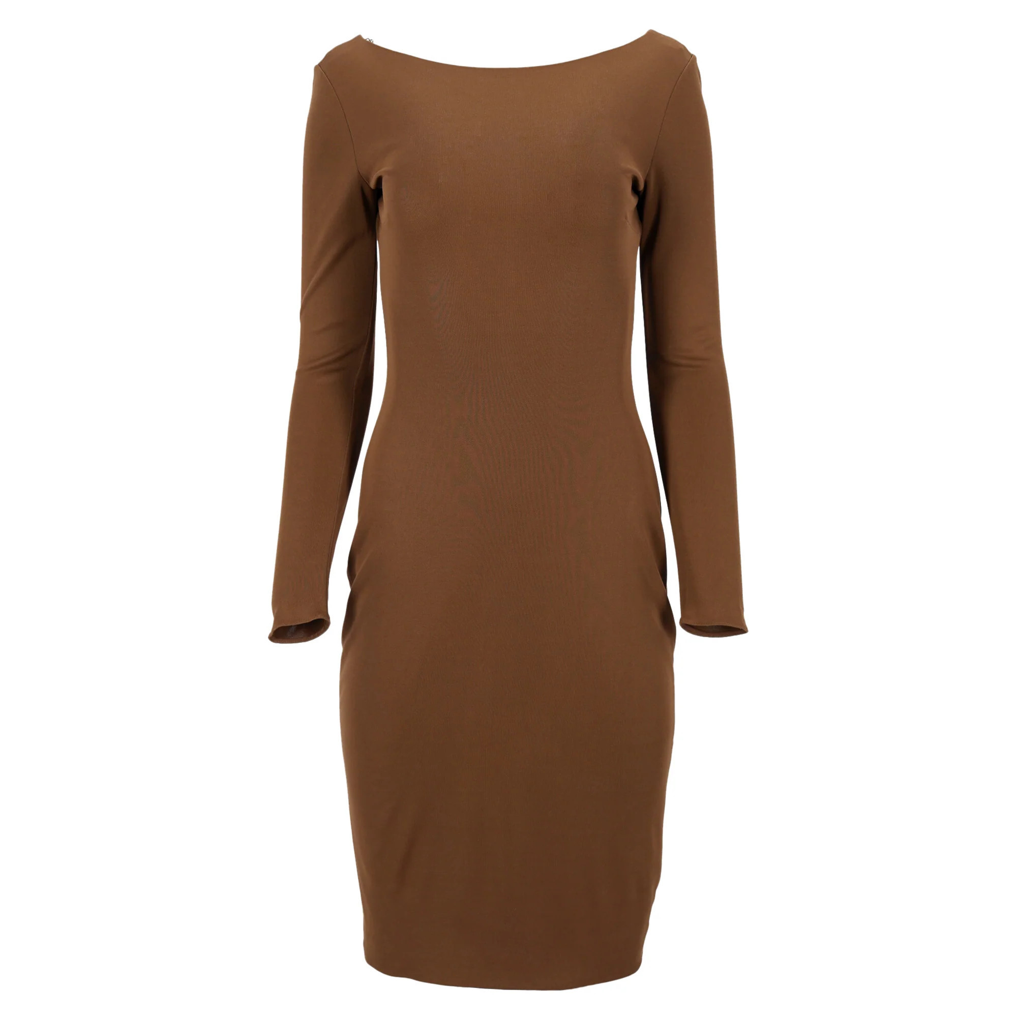 Ralph Lauren Collection Long Sleeve Dress in Brown Cotton | Shop Simon