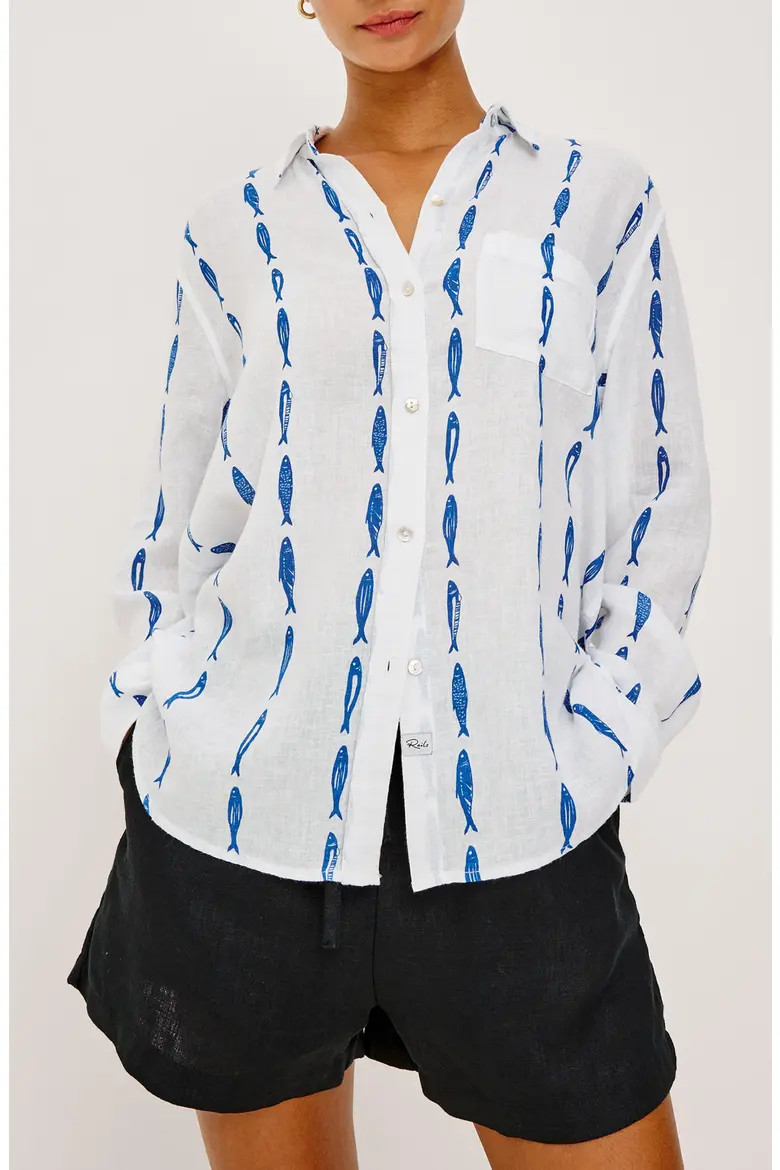 Charli Print Linen Blend Button-Up Shirt (Women) | Nordstrom | Nordstrom