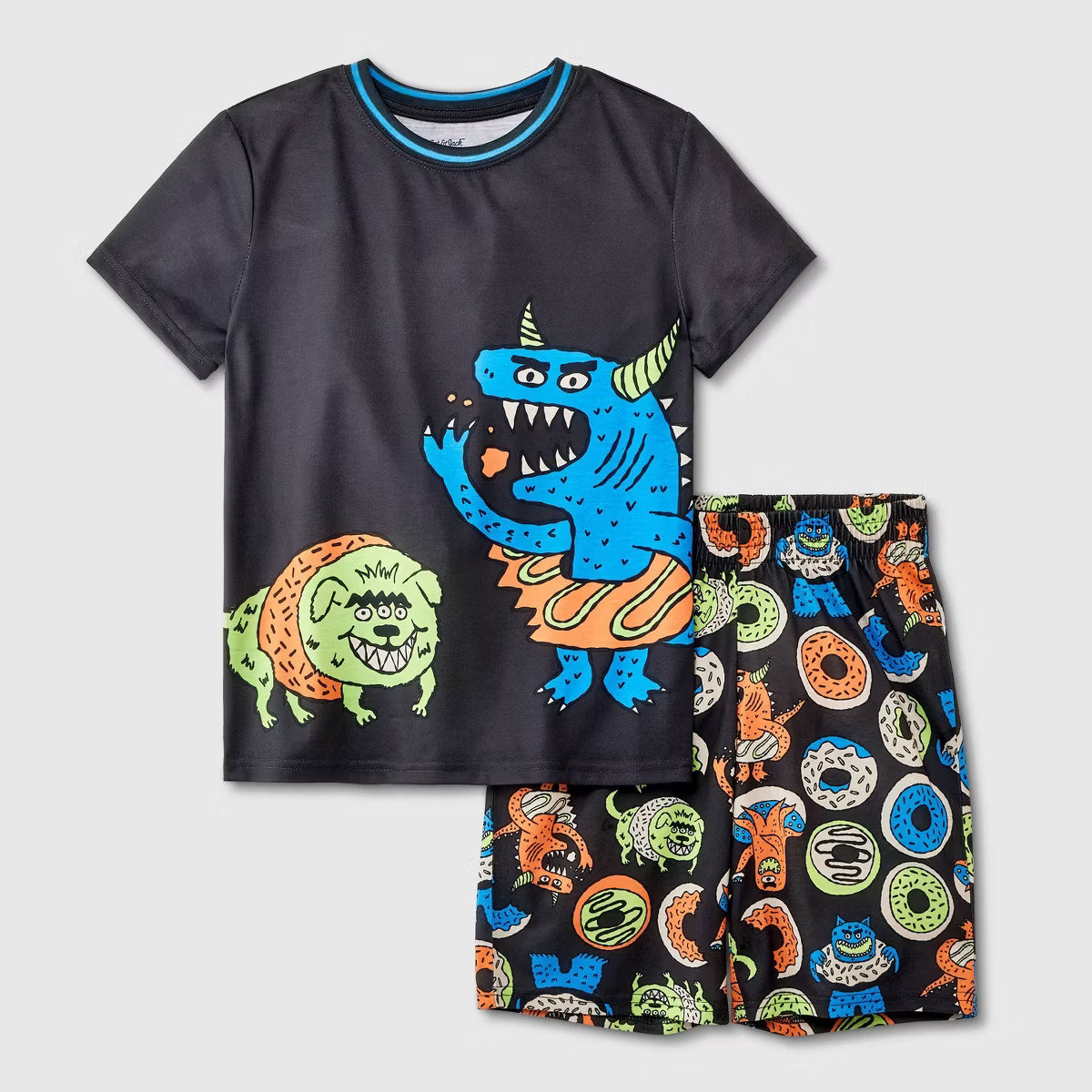 Boys' 2pc 'Monster' Short Sleeve Crew Pajama Set - Cat & Jack™ Orange XS | Target