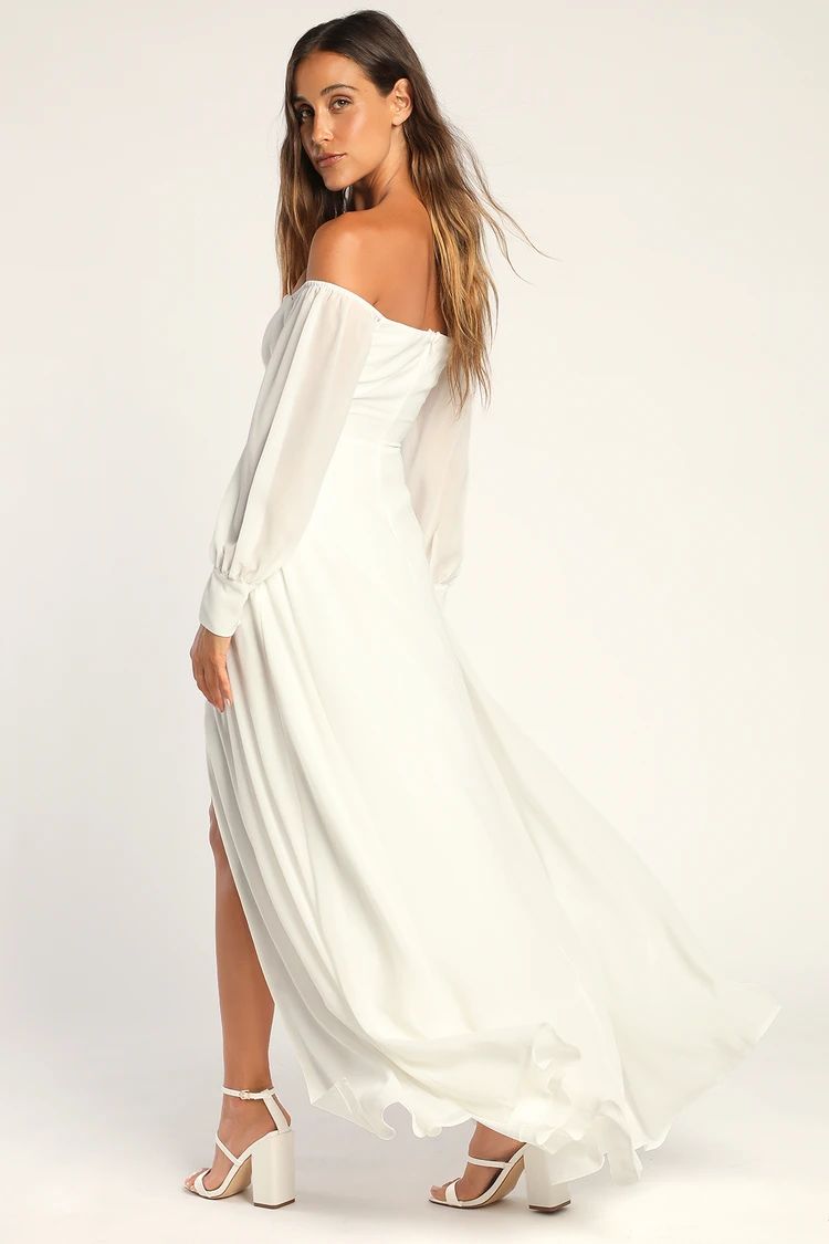Feel the Romance White Off-the-Shoulder Maxi Dress | Lulus (US)