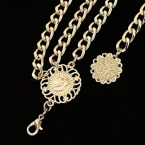 Glamorstar Multilayer Metal Waist Chain Dress Belts Metal Belt for Women | Amazon (US)