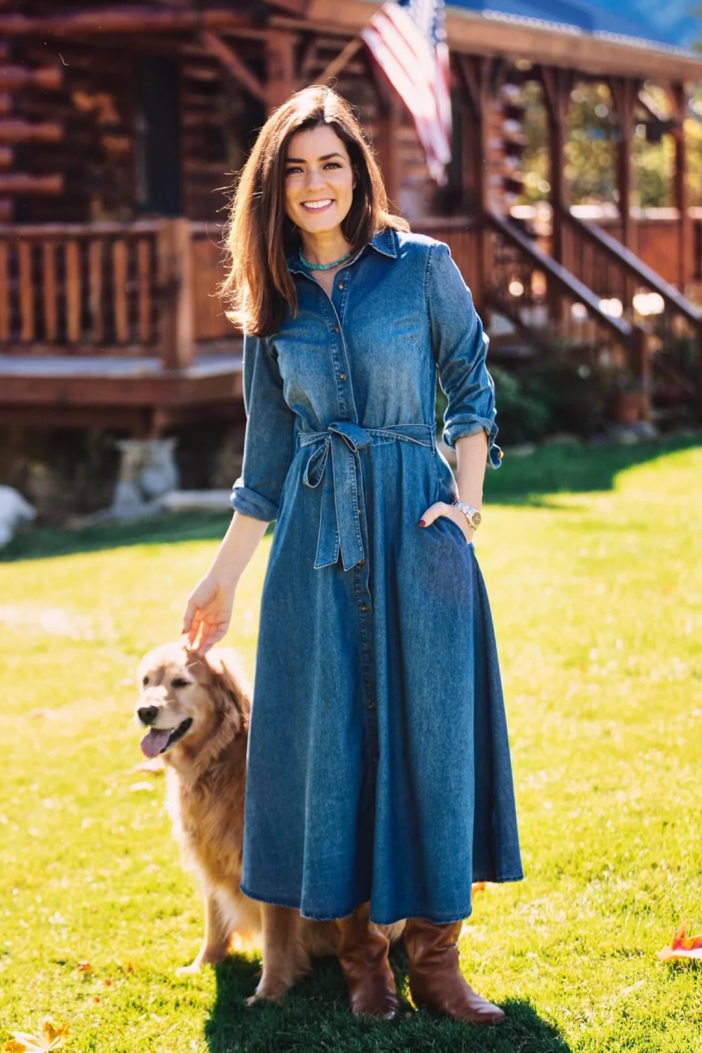 Cozy cabin weekend! This comfy denim dress is a great piece to achieve an easy put together look, perfect for a casual weekend in the mountains.  

#LTKSeasonal