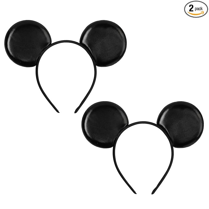 zhezesmila 2-Pack Classic Black Mouse Ears Headband – Unisex Smooth Ears Headband Accessory for... | Amazon (US)