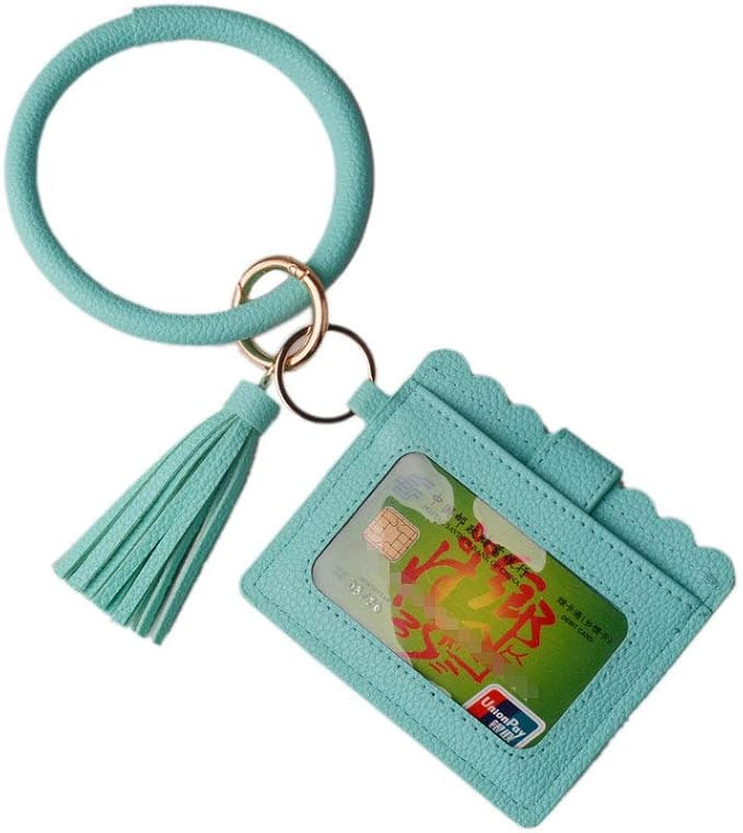 Lantintop Multifunctional Bangle Key Ring Card Holder PU Leather Round Keychain With Matching Wri... | Amazon (US)