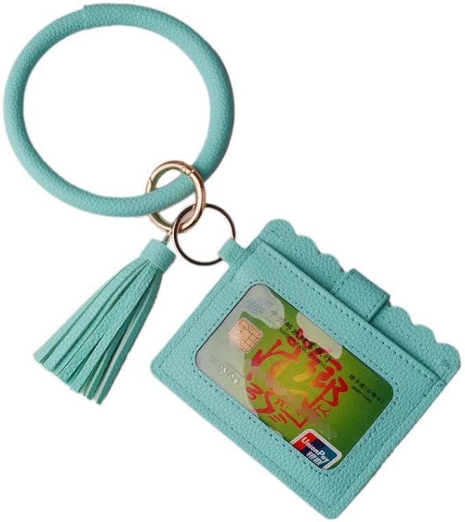 Lantintop Multifunctional Bangle Key Ring Card Holder PU Leather Round Keychain With Matching Wri... | Amazon (US)