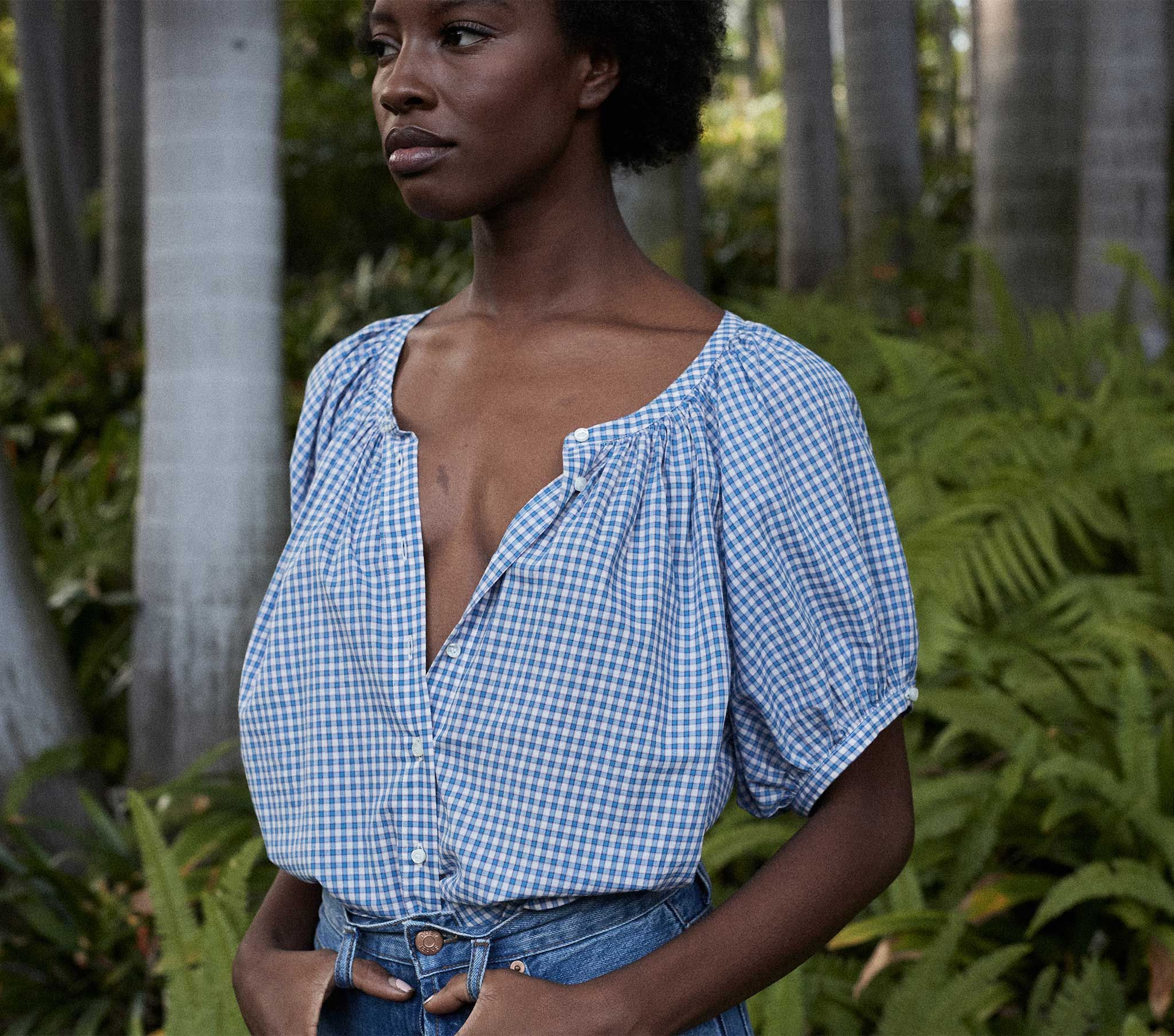 JUNE TOP -- SKY SOMERSET PLAID | DOEN