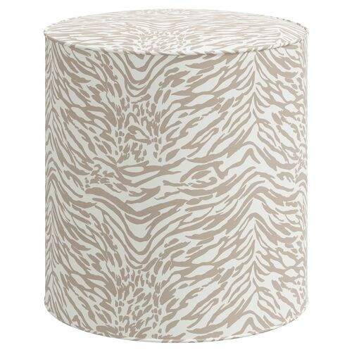 Harper Lope Round Ottoman - Taupe | One Kings Lane