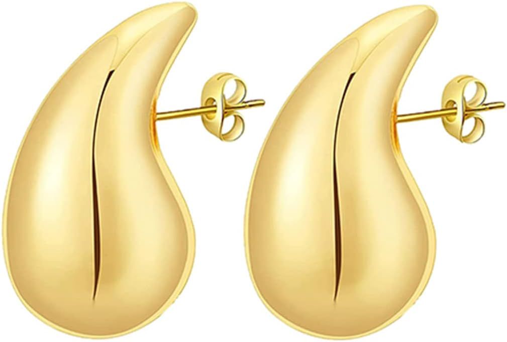 Teardrop Earrings Dupes for Women Gold/Silver Chunky Hoop Earring Dangle Water Drop Hypoallergeni... | Amazon (US)