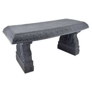 Arcadia Garden Products 40 in. x 15 in. x 16.6 in. Resin Gray Stone Outdoor Bench BE02 - The Home... | The Home Depot