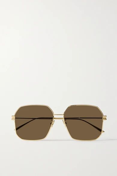 Bottega Veneta - Hexagon-frame Gold-tone Sunglasses | NET-A-PORTER (US)