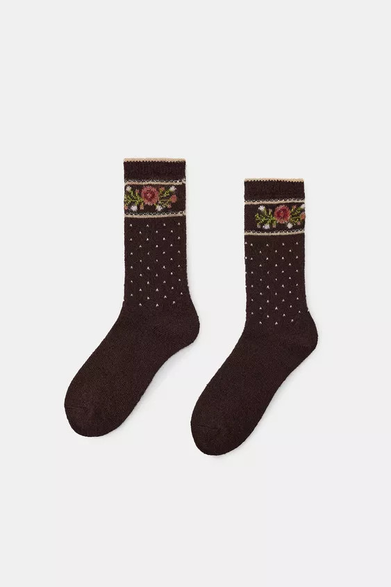 JACQUARD SPOT AND FLOWER SOCKS | Zara US