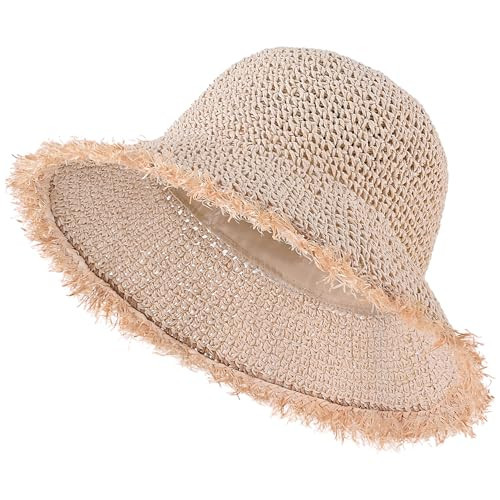 EINSKEY Women's Straw Bucket Hat - UV Protection Lightweight Packable Sun Hat for Outdoor Beach Travel Hiking Beige | Amazon (US)