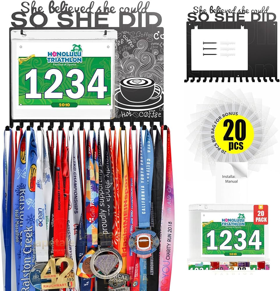 She Believed She Could SO SHE DID Race Medal Holder Wall Hanger,Marathon Medal Display and Runner... | Amazon (US)