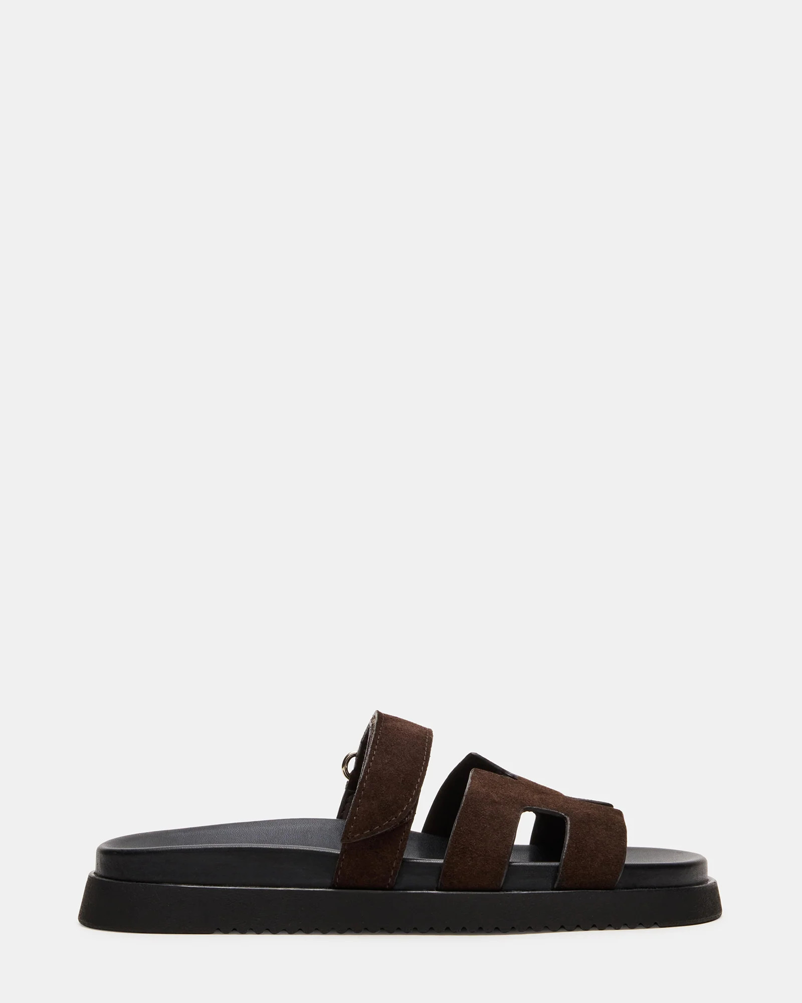 MAYVEN Chocolate Brown Suede Flatform Slide Women's Sandal | Steve Madden (US)