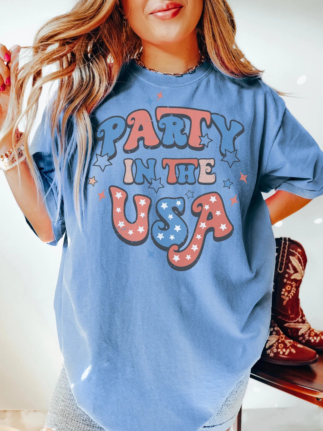 Comfort Colors® Retro Party in the USA Graphic Tee, Comfort Colors 4th of July Graphic Tee, Part... | Etsy (US)