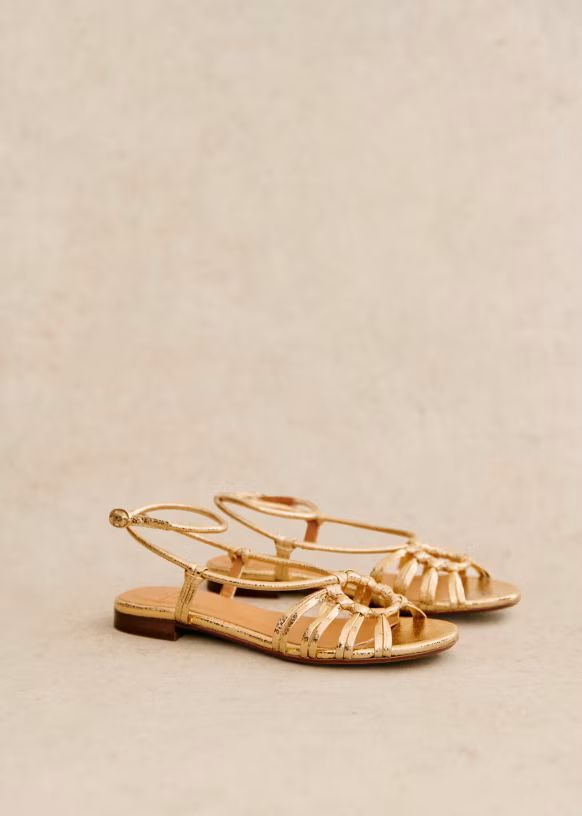Gloria Low  Sandals - Smooth Gold - Goat Leather - Sézane | Sezane Paris - US