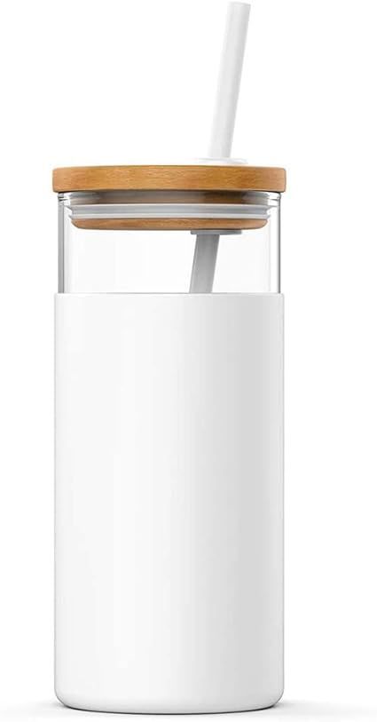 LINONI 500ml Summer Milk Juice Drinking Jar Transparent Straw Glass Cup Leakproof Water Bottle wi... | Amazon (UK)