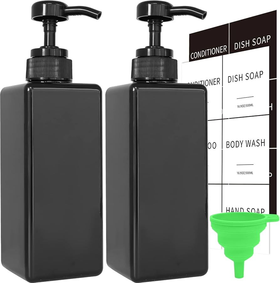 Black Soap Dispenser with Waterproof Labels, 16 oz Dish Soap Dispenser for Kitchen, Thickened Pla... | Amazon (US)