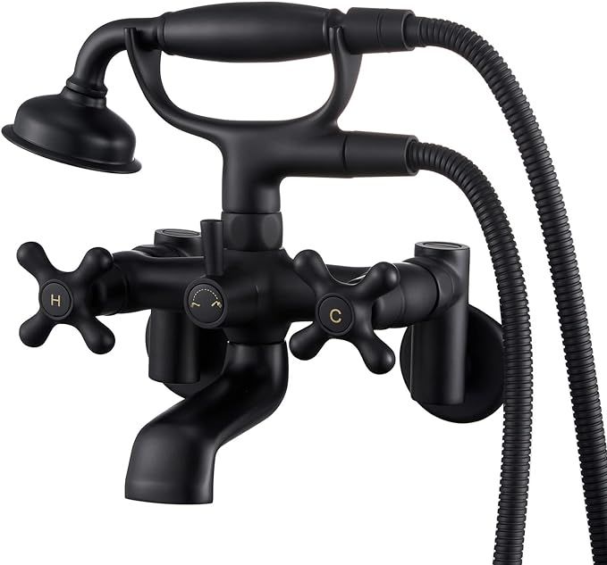 Clawfoot Tub Faucet Wall Mount Tub Filler Black Vintage Brass Bathtub Faucets with Telephone Shap... | Amazon (US)