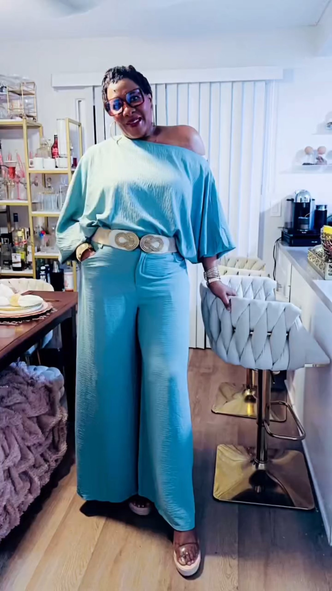 Love this 2 piece wide leg off the shoulder pants set! 

You can wear it as a jumper or just as is, and I love that you can accentuate it with accessories like this elastic belt with hook buckles! Lots of different colors available but I love this color, Its like Sage or Avocado 🍃

Grwm, Summer outfits, Outfit idea, Amazon fashion, Genx, over 50 

#outfit #ootd #grwn #summeroutfit #over50 #losangelesblogger