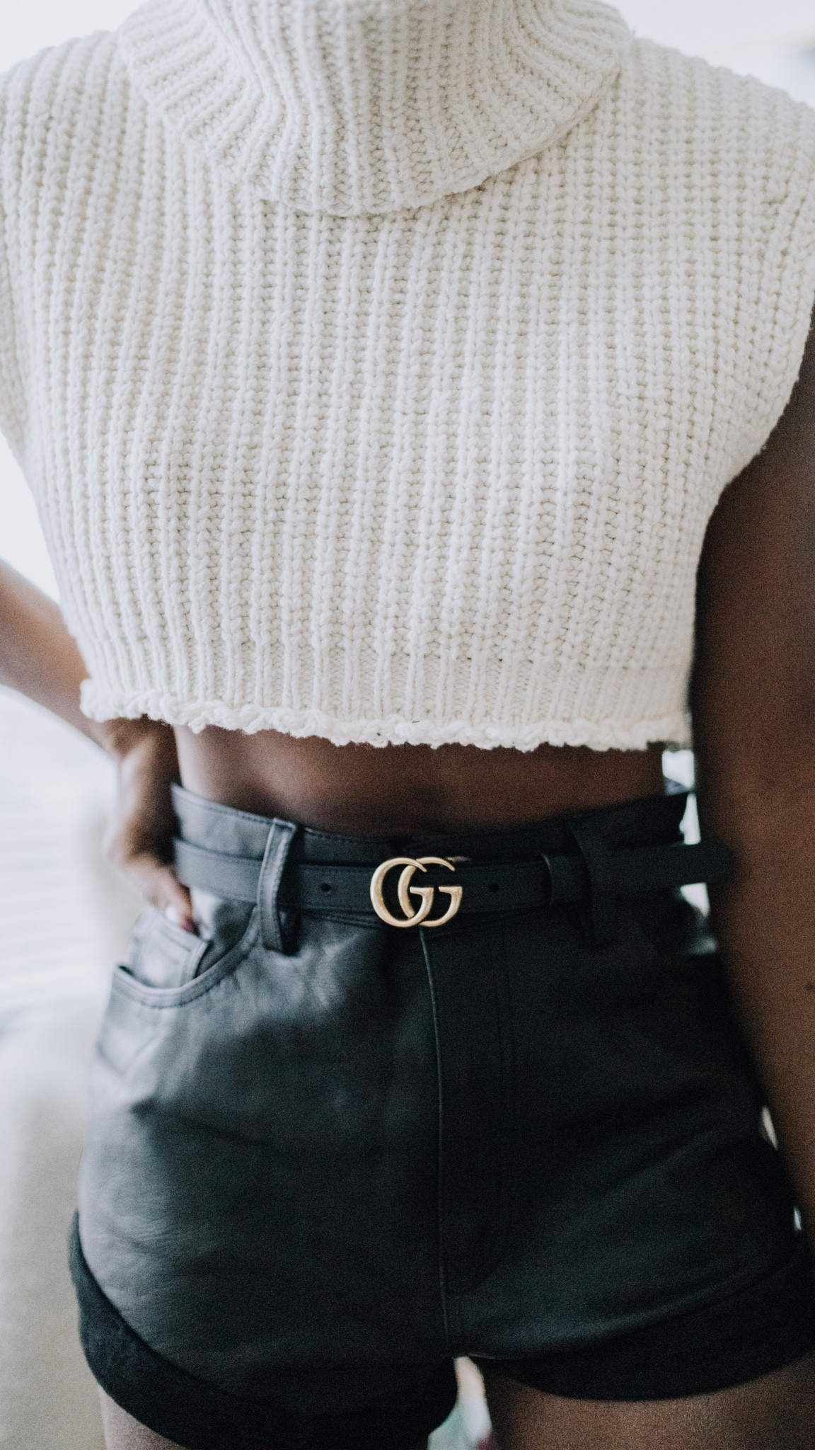 Cropped turtleneck and high waisted leather shorts 

#LTKSeasonal #LTKstyletip