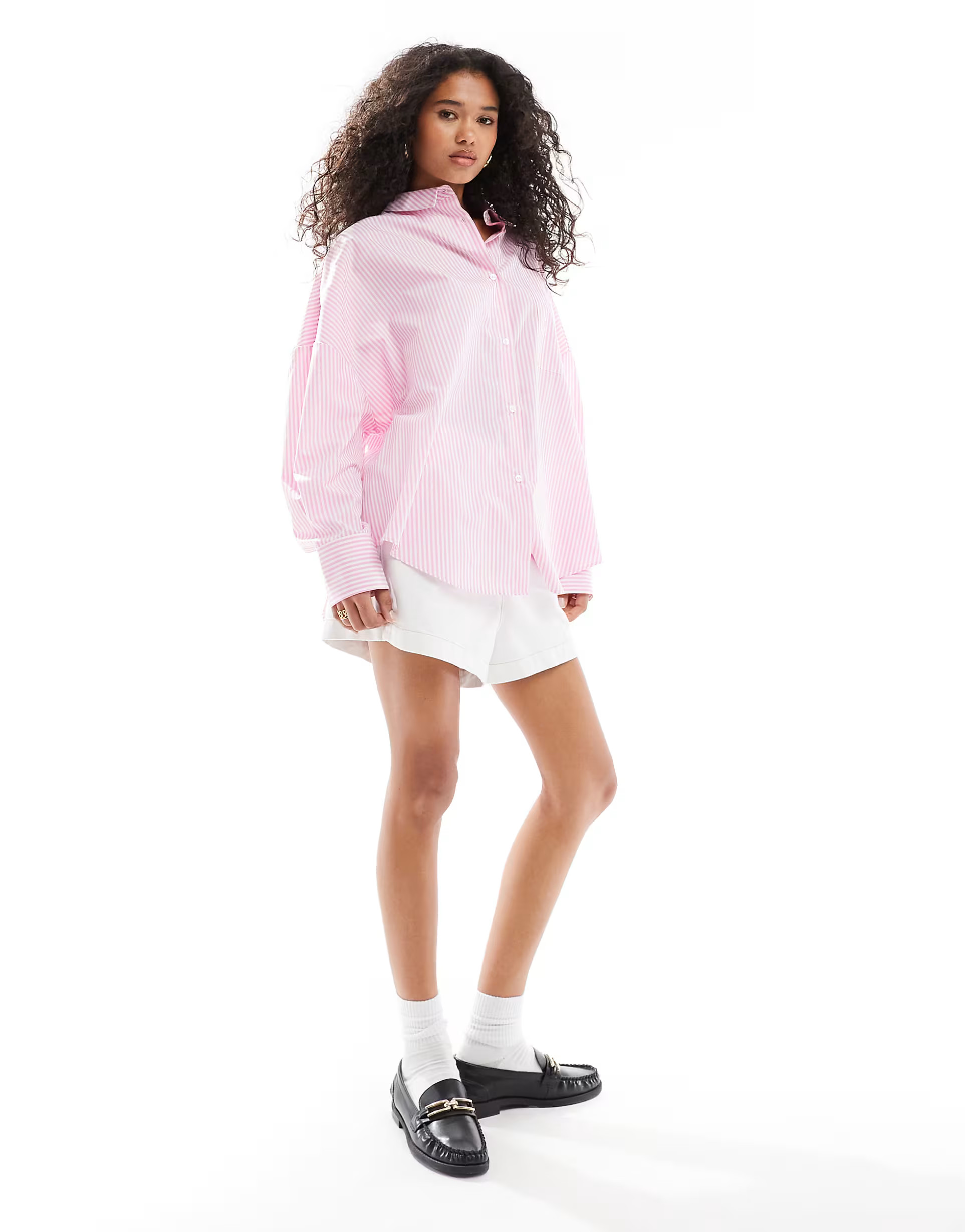 ASOS DESIGN relaxed shirt in pink stripe | ASOS | ASOS (Global)