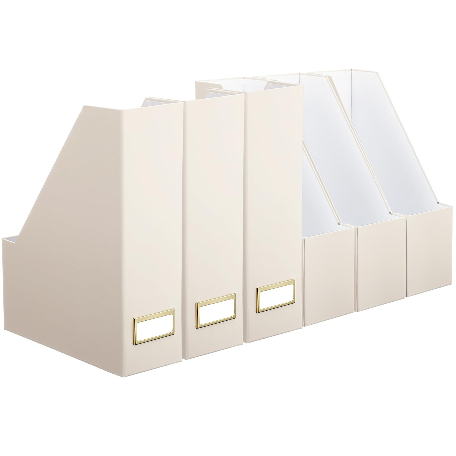 Magazine File Holder Set of 6 Stylish Sturdy Cardboard File Boxes Desk Organizer Beautiful Magazi... | Amazon (US)