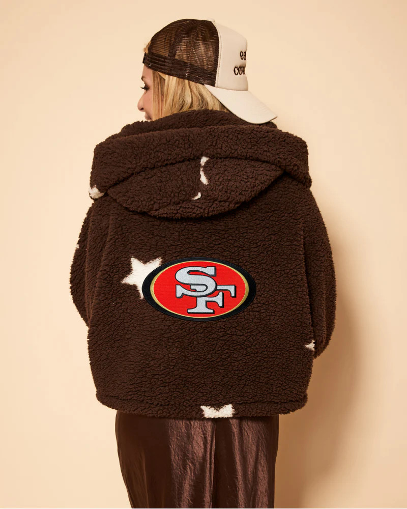 San Francisco 49ers Cropped Sherpa Lounger Jacket | Jill Martin