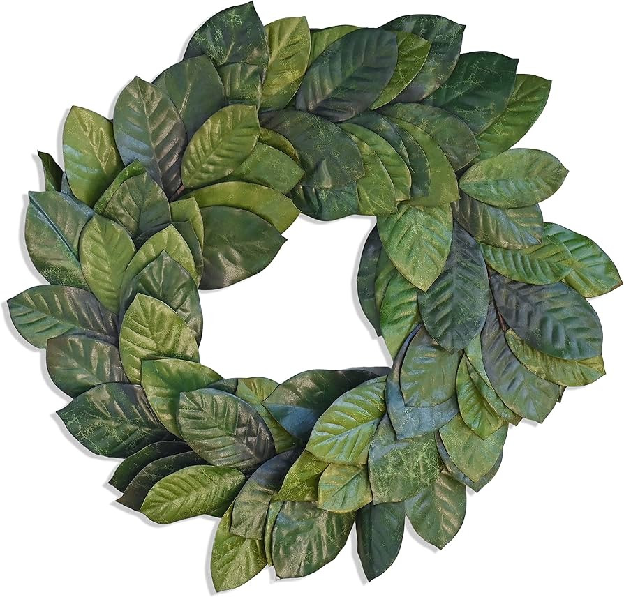 30" Faux Magnolia Leaf Wreath - 2-Tone Green Artificial Boho Wreaths For Front Door, Kitchen, Hom... | Amazon (US)