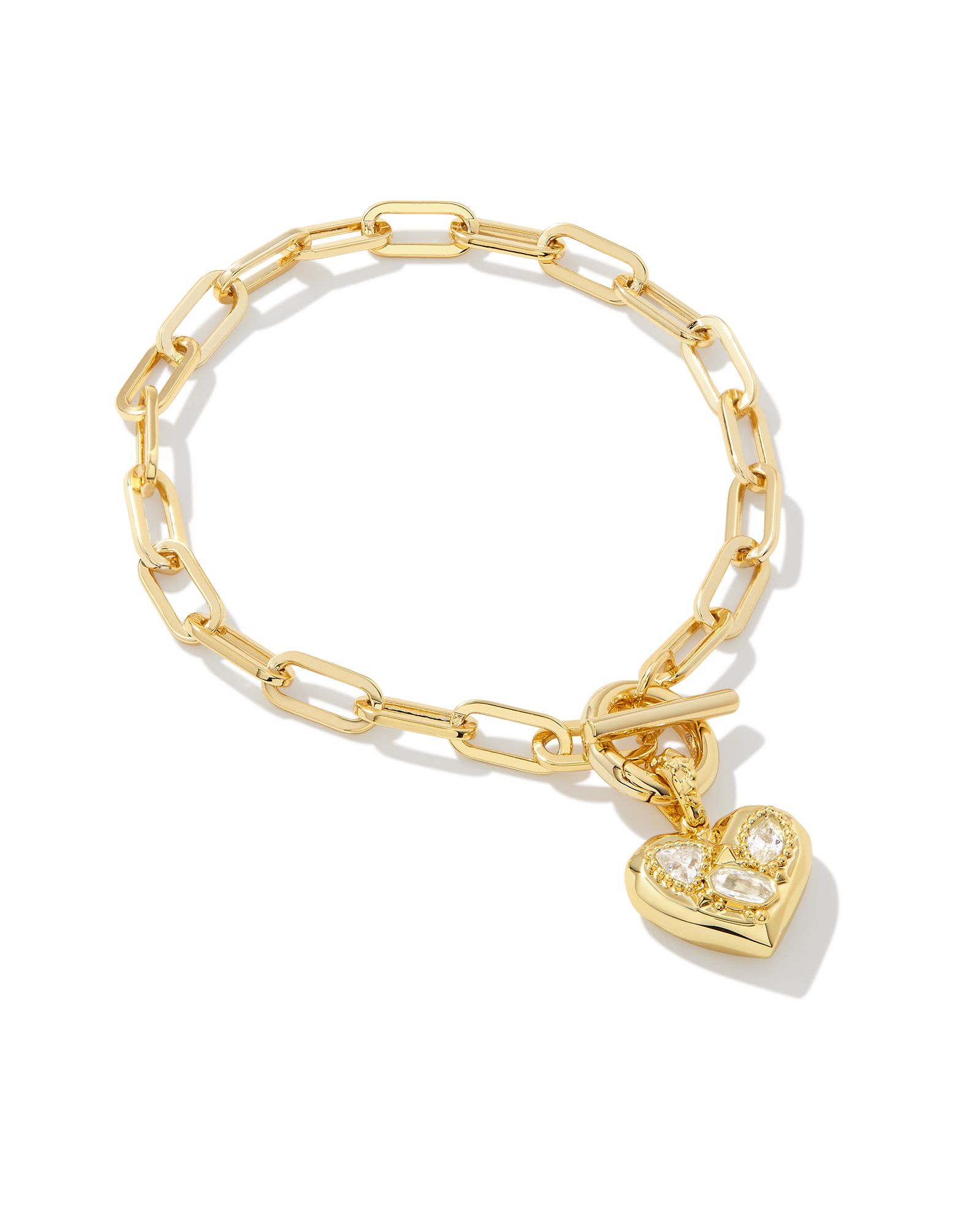 Penny Gold Heart Chain Bracelet in White Crystal | Kendra Scott | Kendra Scott