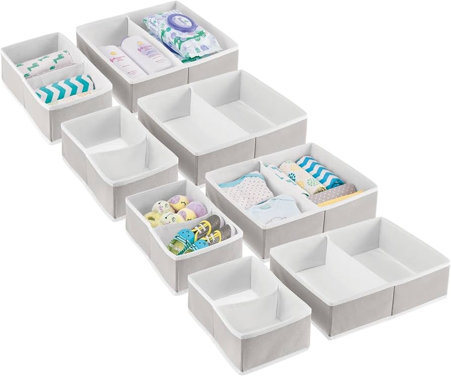 mDesign Fabric Drawer Organizer Bins, Kids/Baby Nursery Dresser, Closet, Shelf, Playroom Organiza... | Amazon (US)