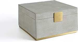 Faux Ivory Shagreen Leather Square Dresser Organizer, Desk's Top Organizer, Storage Box, Jewelry ... | Amazon (US)