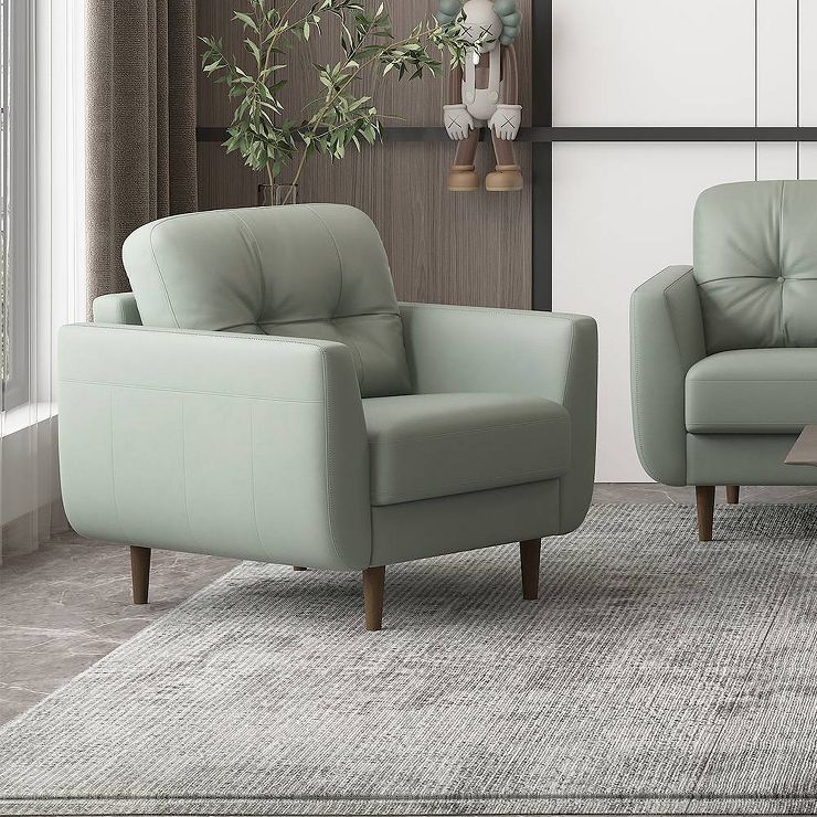35" Radwan Chair Pesto Green Leather - Acme Furniture | Target