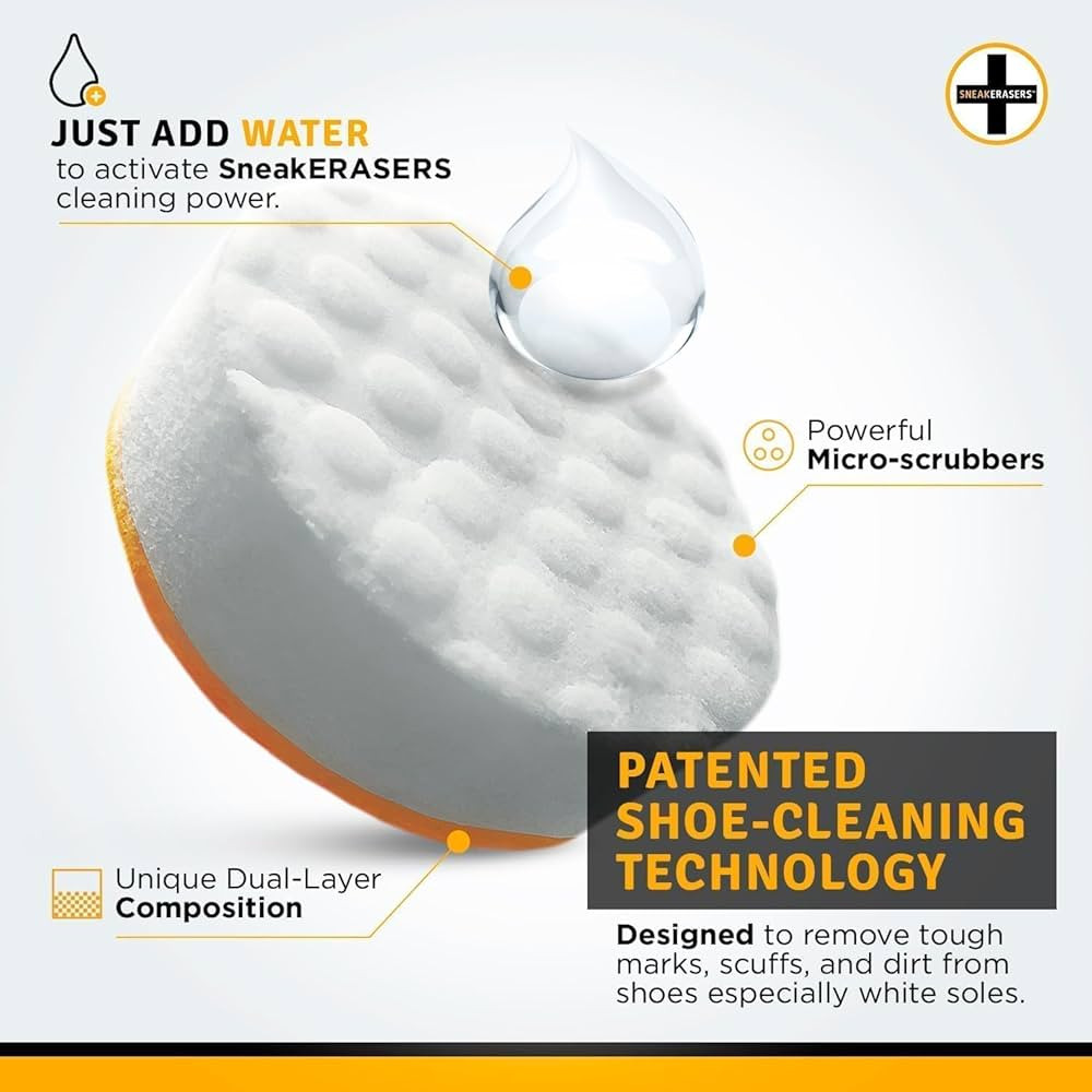SneakERASERS Instant Sneaker Cleaner, Premium Shoe Cleaning Kit for Sneakers, Dual-Sided Sponges,... | Amazon (US)