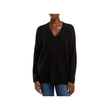 C Womens Black Cashmere Long Sleeve V Neck Wear To Work Sweater L | Walmart (US)