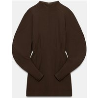 Zara - Voluminous Sleeve Mini Dress - Dark Brown - M - Woman | Zara US