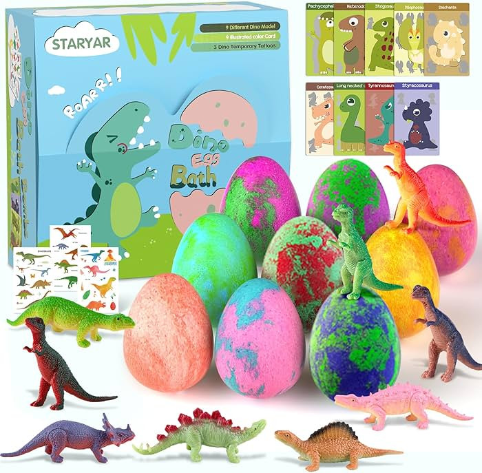 Bath Bombs for Kids with Surprise Toys Inside - 9 Pack Organic Dinosaur Bath Bombs Gift Set, Bubb... | Amazon (US)