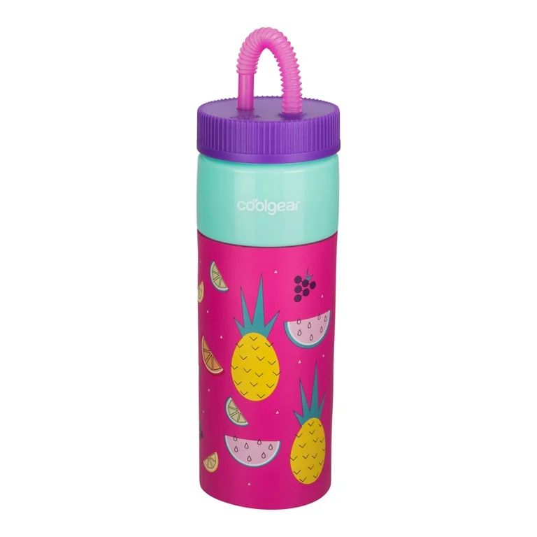Cool Gear 24oz Plastic Retro Squishy Water Bottle, Fruits Pink with Foam Grip and Resealable Stra... | Walmart (US)