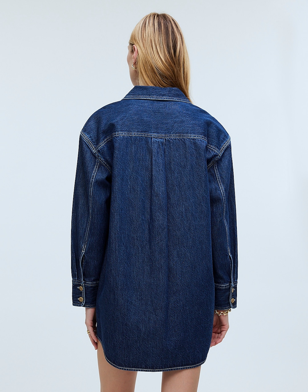 Denim Oversized Mini Shirtdress: Garment-Dyed Edition | Madewell