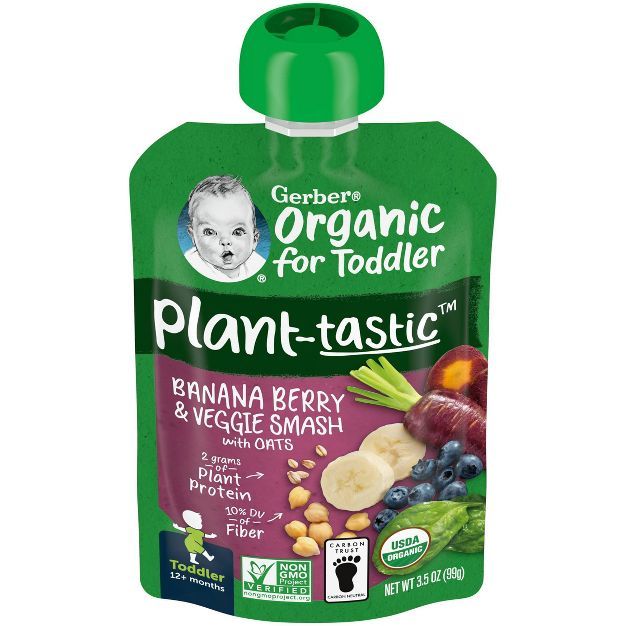 Gerber Plantastic Toddler Banana Berry Veg Smash Baby Snacks Pouch - 3.5oz | Target
