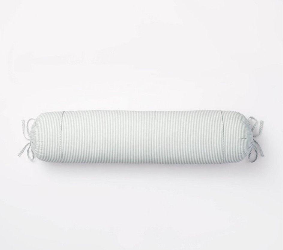 Oversized bolster pillow
Light green and white striped with piping. Bed pillow. Bolster pillow .

#LTKhome
