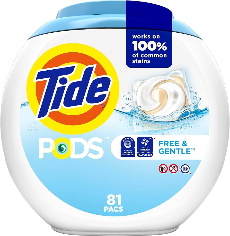 Tide PODS Free & Gentle Laundry Detergent Soap PODS, 81 Count, Tide PODS Laundry Detergent, Laund... | Amazon (US)