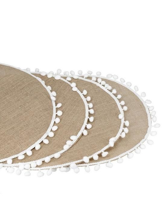 KitchenCraft Pom Pom Hessian Set Of 4 Round Placemats | Very (UK)