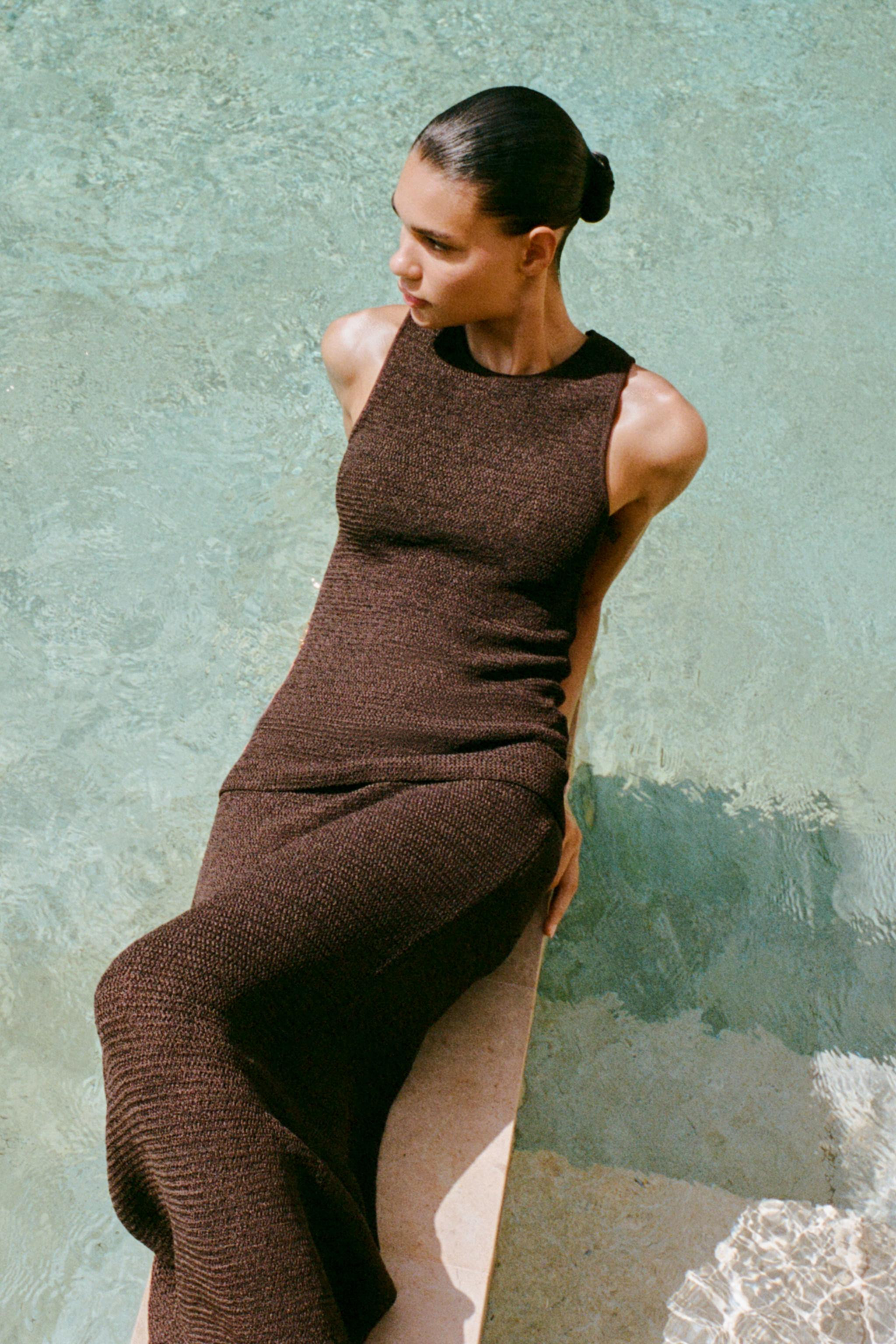 TEXTURED KNIT MAXI SKIRT | Zara UK