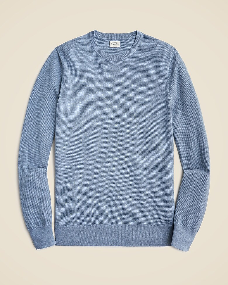 Cotton piqué-stitch crewneck sweater | J. Crew US