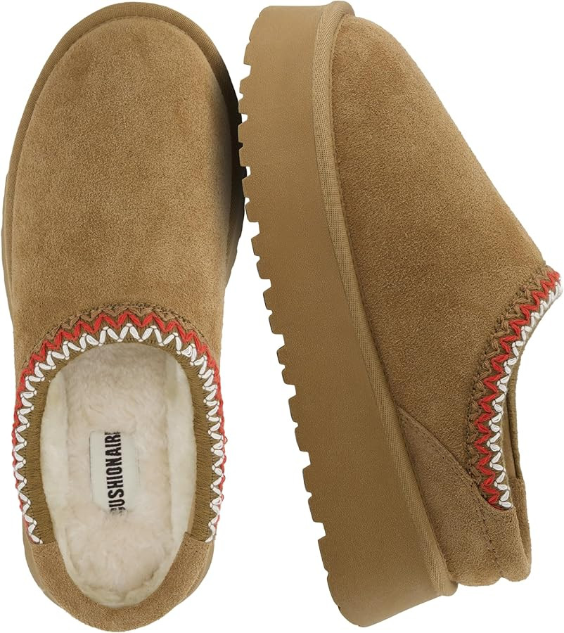 CUSHIONAIRE Kabuki Platform Boots Genuine Suede Fuzzy Mule Slippers for Women with Memory Foam | ... | Amazon (US)