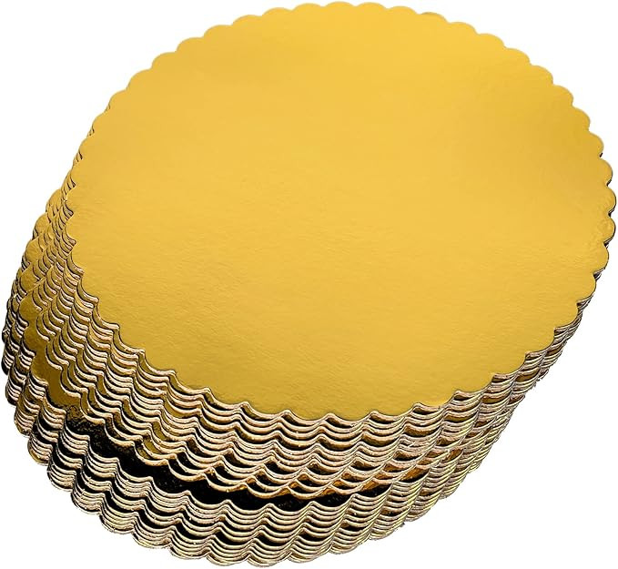 15-Pack 10 inch Sturdy Round Cake Boards, Gold Cardboard Cake Circles Plate Scalloped Base,Pack o... | Amazon (US)