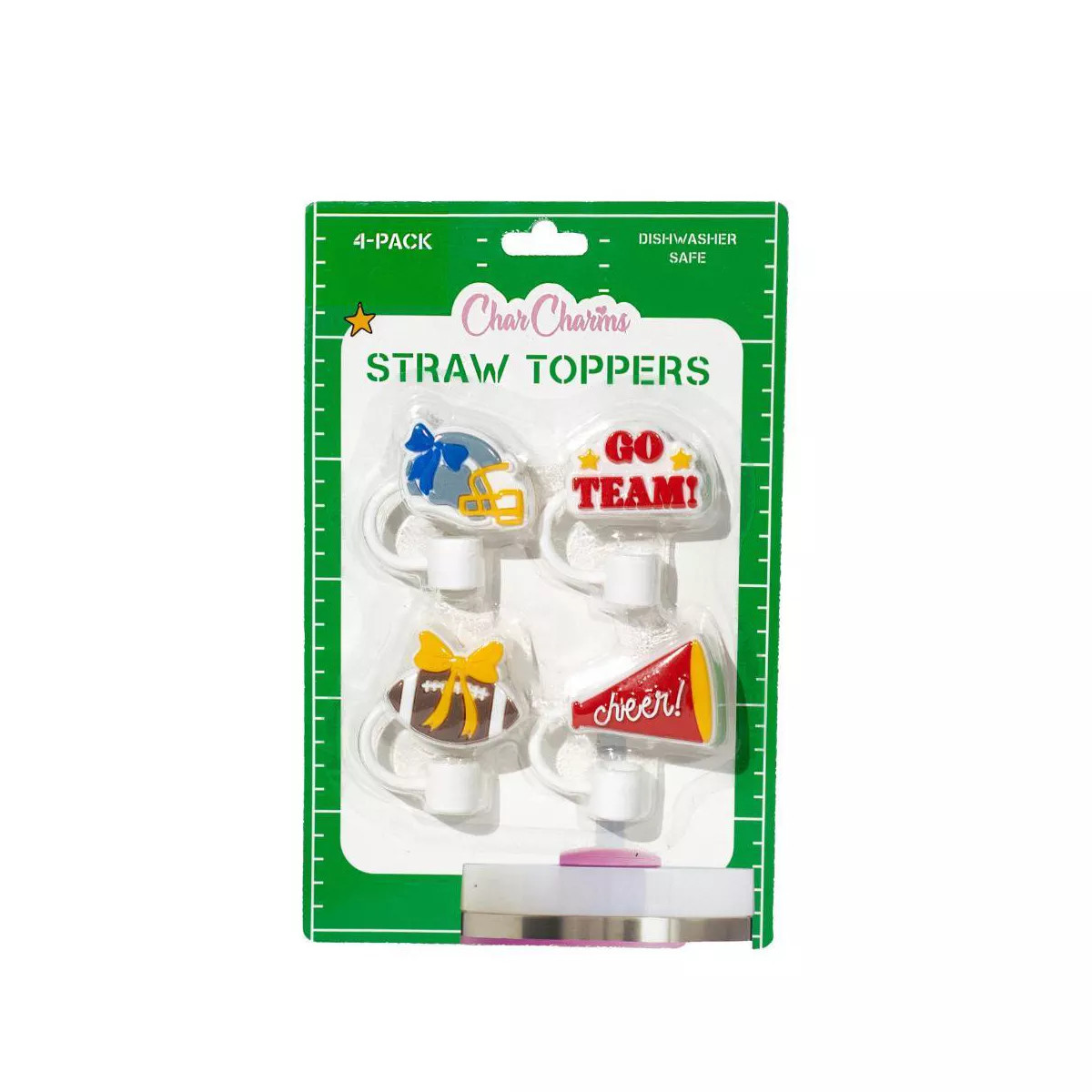 CharCharms 4pk Tailgate Cheer Straw Toppers | Target